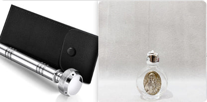 Mother Mary's Holy Water Vial + Aspergillum Blessing Set