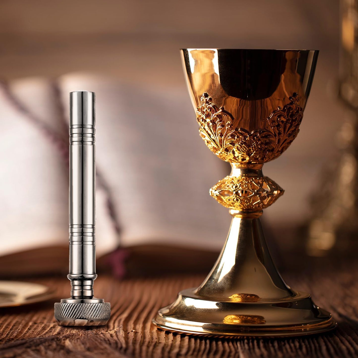 Mother Mary's Holy Water Vial + Aspergillum Blessing Set
